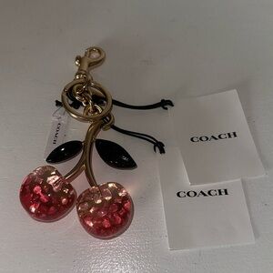 Coach Cherry Keychain with Gold Accents